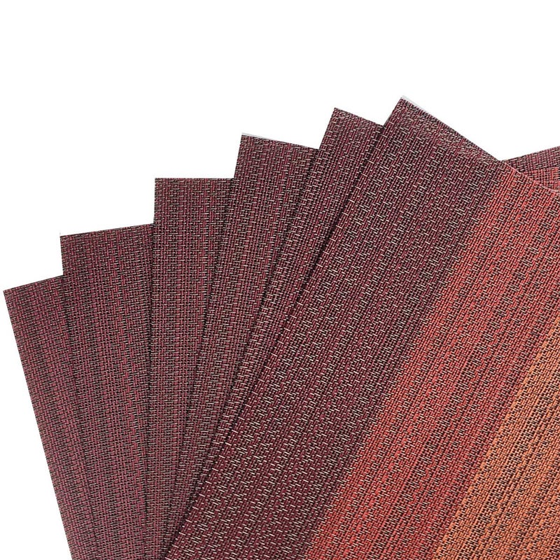 Gugrida Exquisite Woven Vinyl Placemats for Dining Table Heat Resistant PVC Table Mats (Pack of 6, Red) - Image 3